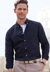 H.I.S Langarmhemd regular-fit Button-down-Kragen Schwarz/Dunkelblau/Hellblau/Blau