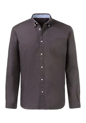 H.I.S Langarmhemd regular-fit Button-down-Kragen Dunkelgrau/Grau/Schwarz