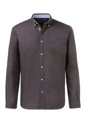 H.I.S Langarmhemd regular-fit Button-down-Kragen Dunkelgrau/Grau/Schwarz