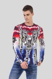 T-Shirt Sweatshirts mit Print und Farbverlauf