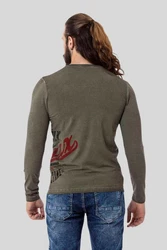 Cipo & Baxx T-Shirt Sweatshirts mit Print Dunkelgrün/Braun
