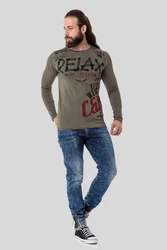 Cipo & Baxx T-Shirt Sweatshirts mit Print Dunkelgrün/Braun