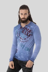 Cipo & Baxx T-Shirt Sweatshirts mit Knopfleiste Hellblau/Blau