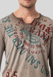 Cipo & Baxx T-Shirt Sweatshirts mit Knopfleiste Khaki/Braun/Grau/Beige