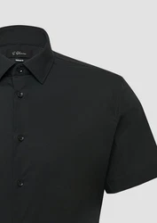 s.Oliver BLACK LABEL Kurzarmhemd Tailored Fit schwarz