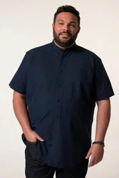 Men Plus Kurzarmhemd Stehkragen Dunkelblau/Blau/Schwarz/Rot