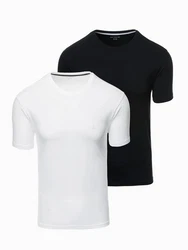 OMBRE T-Shirt 2er Set Rundhalsausschnitt Dunkelblau/Weiß/Creme/Schwarz
