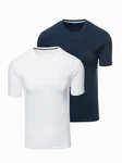 OMBRE T-Shirt 2er Set Rundhalsausschnitt Dunkelblau/Creme/Weiß/Blau