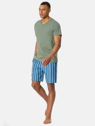 Schiesser Pyjamaoberteil Mix Relax Dunkelgrün/Grün
