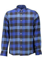Langarmhemd Herrenhemd Blau Regular Fit: Langer rmel, Button-Down-Kragen