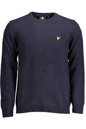 Strickpullover Eleganter Herrenpullover Blau mit Rundhalsausschnitt und Logo-Applikat
