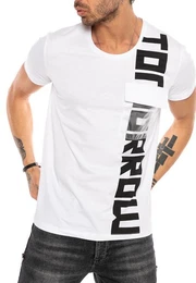 T-Shirt mit groem Print und Brusttasche Stylisches Rundhals-Shirt