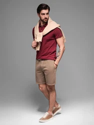 OMBRE Sweatshorts RELAXED FIT Athleisure-Stil Beige/Khaki/Braun
