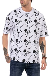 RedBridge T-Shirt mit Totenkopf-Print Beige/Schwarz/Weiß/Grün