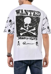 RedBridge T-Shirt mit Totenkopf-Print Beige/Schwarz/Weiß/Grün