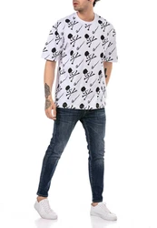RedBridge T-Shirt mit Totenkopf-Print Beige/Schwarz/Weiß/Grün
