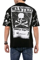 RedBridge T-Shirt mit Totenkopf-Print Beige/Schwarz