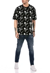 RedBridge T-Shirt mit Totenkopf-Print Beige/Schwarz