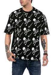 RedBridge T-Shirt mit Totenkopf-Print Beige/Schwarz