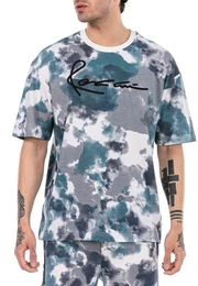 T-Shirt mit Batik-Print und Logo-Stickerei