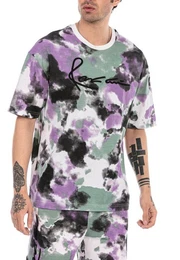 T-Shirt mit Batik-Print und Logo-Stickerei