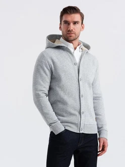 OMBRE Kapuzenpullover Kapuzenpulli mit Knopfleiste 