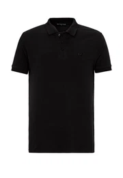T-Shirt mit Logo-Stickerei Klassischer Kragen, Regular Fit, Baumwolle