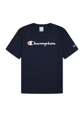 Champion T-Shirt Kurzarmshirt Dunkelblau/Beige