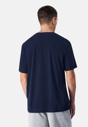 Champion T-Shirt Kurzarmshirt Dunkelblau/Beige