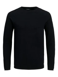 Jack & Jones Strickpullover Hill (1-tlg) Schwarz/Dunkelblau