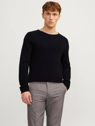 Jack & Jones Strickpullover Hill (1-tlg) Schwarz/Dunkelblau