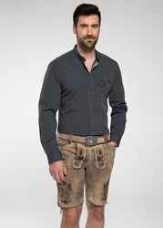 Spieth & Wensky Trachtenhemd Fellen Dunkelblau/Khaki/Dunkelgrau/Schwarz