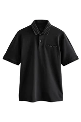 Next Polohemd mit elegantem Kragen Schwarz