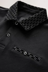 Next Polohemd mit elegantem Kragen Schwarz