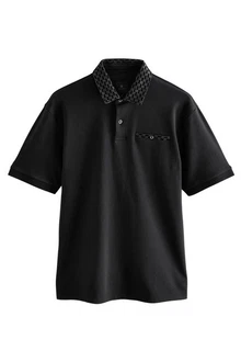 Next Polohemd mit elegantem Kragen Schwarz Next Polohemd mit elegantem Kragen Schwarz