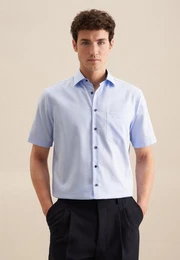 Businesshemd Regular Regular Kurzarm Kentkragen Uni