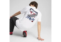 PUMA T-Shirt GRAPHICS Moto Relaxed Herren Weiß/Dunkelblau