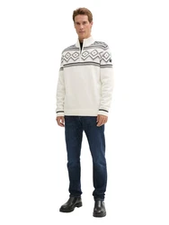 TOM TAILOR Troyer Strickpullover Weiß/Creme/Bordeaux/Beige
