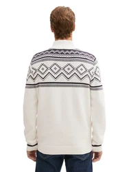 TOM TAILOR Troyer Strickpullover Weiß/Creme/Bordeaux/Beige