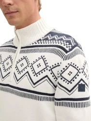 TOM TAILOR Troyer Strickpullover Weiß/Creme/Bordeaux/Beige