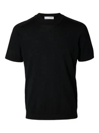 T-Shirt SLHTRAY SS KNIT MERINO CREW (1-tlg) aus Wolle