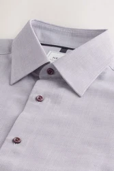 Next Langarmhemd Slim Fit Hemd und Krawatte Set Grau