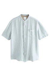 Next Kurzarmhemd mit Stehkragen Blau/Hellblau/Grau