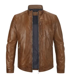 Lederjacke MSJumper aus feinem Lammleder Stehkragen mit Strickdetails