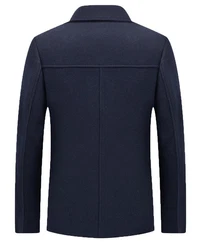 Allthemen Wollmantel Herren Wintermantel Slim Fit Kurzmantel Dunkelblau