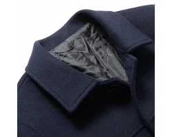 Allthemen Wollmantel Herren Wintermantel Slim Fit Kurzmantel Dunkelblau