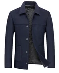 Allthemen Wollmantel Herren Wintermantel Slim Fit Kurzmantel Dunkelblau