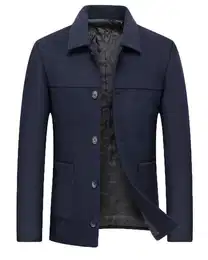 Wollmantel Herren Wintermantel Warm Mantel Mnner Slim Fit Kurzmantel Freizeit