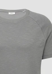 Kurzarmshirt Raglan-Shirt mit Flammgarnstruktur