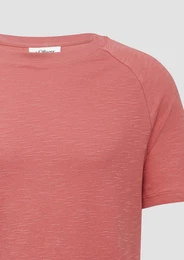 Kurzarmshirt Raglan-Shirt mit Flammgarnstruktur